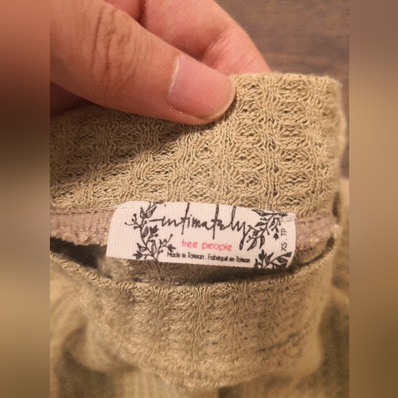 Free People Avocado Green Ruffle Mockneck - Picture 2 of 2